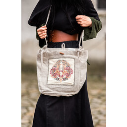 Embroidered viking bag Urnes with herringbone pattern