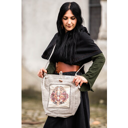 Embroidered viking bag Urnes with herringbone pattern