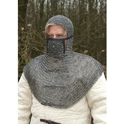 Coif with square visor, round rings - round rivets, 8 mm