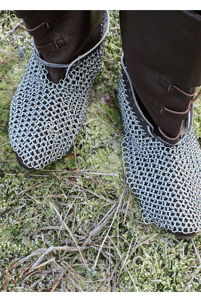 Chain mail sabatons, zinc-plated, 8 mm