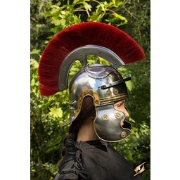 Roman legionary helmet with red crest