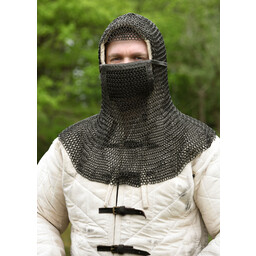 Coif with square visor, blackened, 8 mm