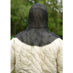 Coif with square visor, blackened, 8 mm