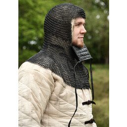 Coif with square visor, blackened, 8 mm