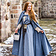 Leonardo Carbone Medieval cloak Mila, wool, blue