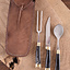 Horn cutlery set with pouch, stainless steel