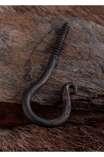 Hand-forged steel screw hook