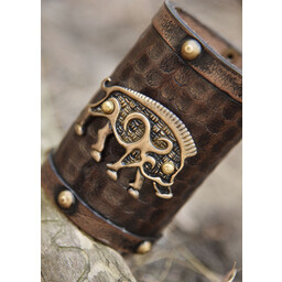 Leather warrior bracelet Celtic boar Knocknagael, per piece