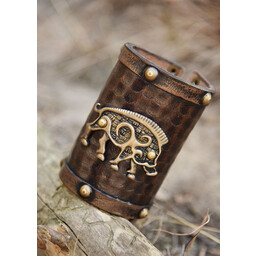 Leather warrior bracelet Celtic boar Knocknagael, per piece