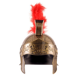 Roman toy helmet with red crest