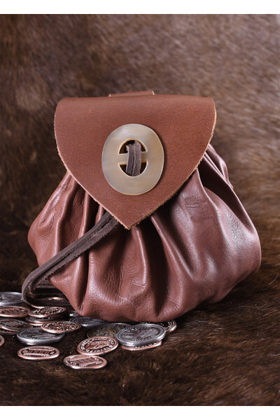 Medieval money pouch Chester, red brown