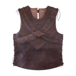 Leather torso armour with cross, brown