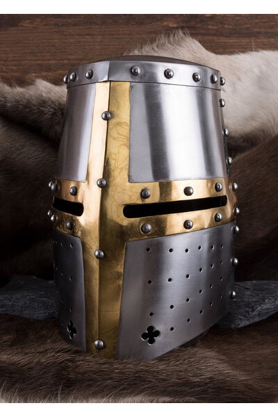 Helmet knight templar with brass cross