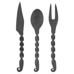 Knife, fork and spoon