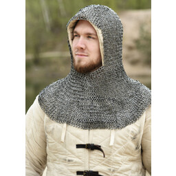 Coif with square neckline, flat rings - wedge rivets, 8 mm