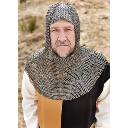 Coif with square neckline, mixed flat rings - wedge rivets, 8 mm