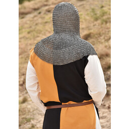 Coif with square neckline, mixed flat rings - wedge rivets, 8 mm