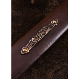 Viking sword island Eigg damascus steel, leather grip