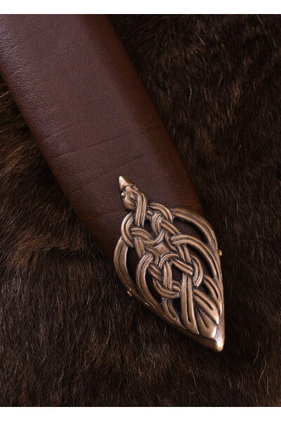 Viking sword island Eigg damascus steel, leather grip
