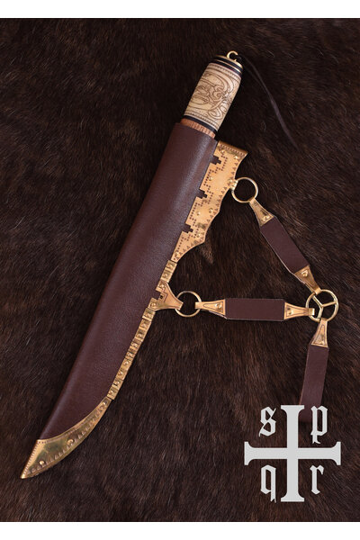 Viking seax with knot motif, damascus steel