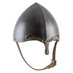 Viking nasal helmet with snakes, patinated