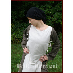 Medieval dress Agnes white-olive green