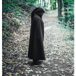 Medieval cloak with hood, black