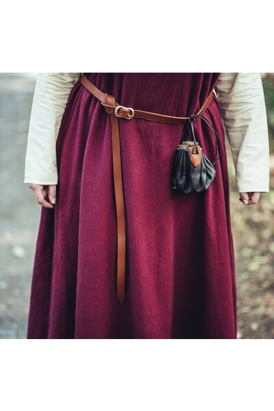 Brown leather belt 2 cm