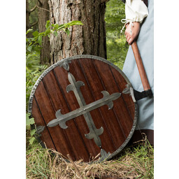 Wooden round shield with cross