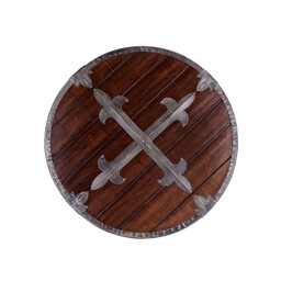 Wooden round shield with cross