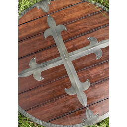 Wooden round shield with cross