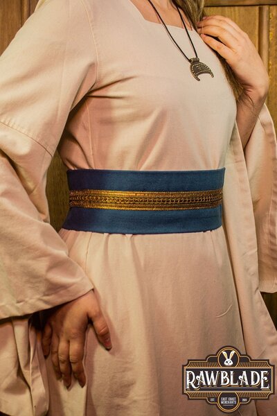 Jeanne fabric belt - Blue / gold
