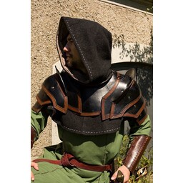 Leather shoulder & neck armour, black-brown