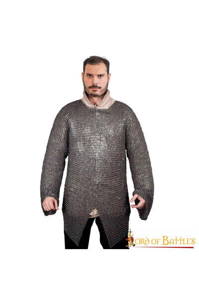 Hauberk with split, flat rings, round rivets 9 mm