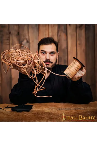 Natural leather cord, 50 meters
