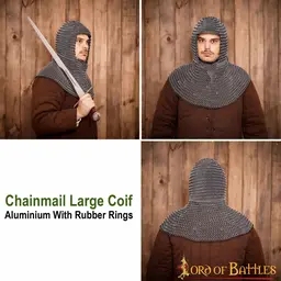 Chainmail coif, aluminum & rubber 10 mm