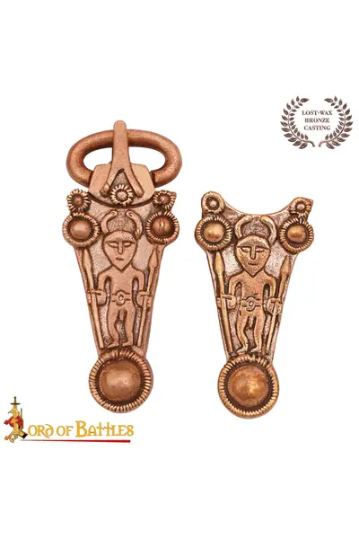 Viking belt buckle and belt end Odin