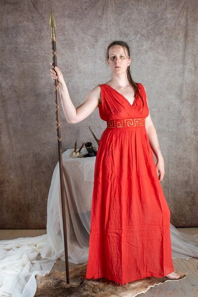 Goddess dress Penelope, coral red