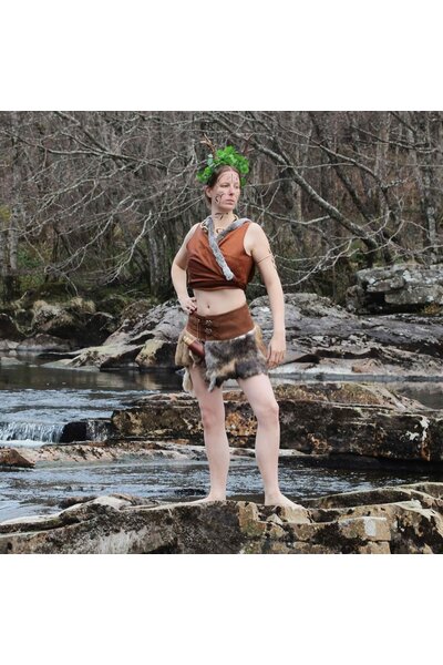 Karya fur skirt, brown