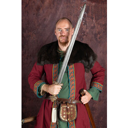 Embroidered Viking kaftan, red-blue