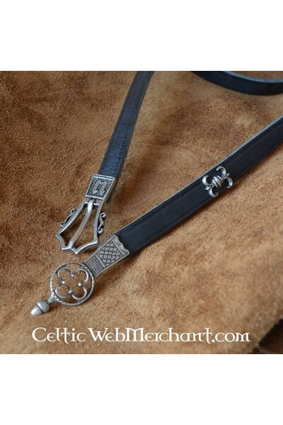 Gothic belt deluxe, brown leather, brass buckle