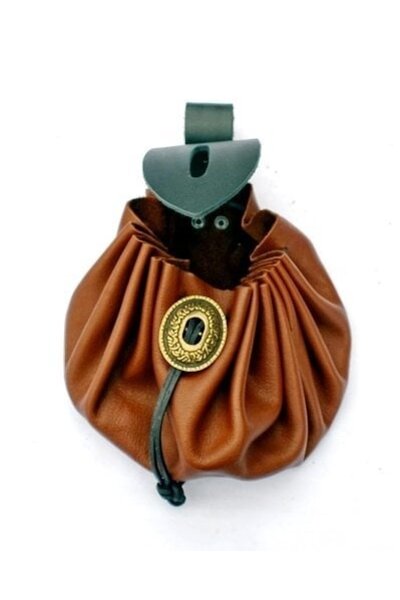 Medieval money pouch, large, light brown