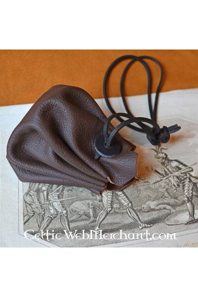 Soft leather pouch, dark brown