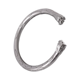 Roman torcs with lion heads, pair, silver color