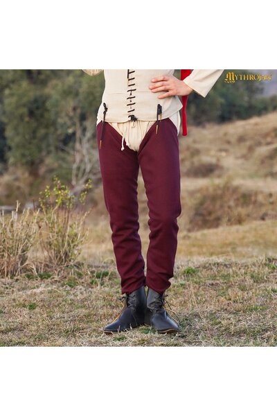 Medieval chausses, wool, dark red