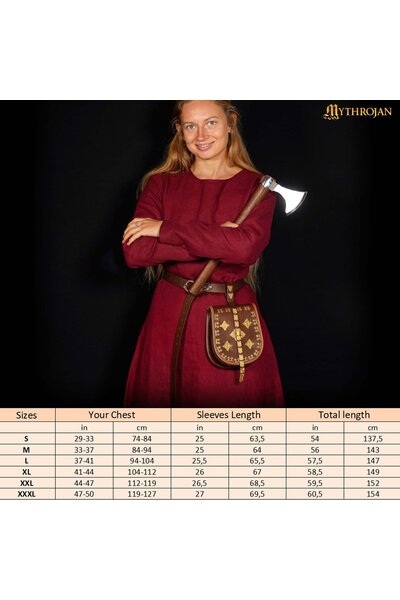 Viking dress Helga, linen, red