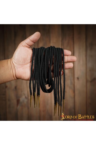 Laces with aiglets 150 cm, set of 5, black
