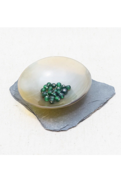 Green glass bead, set of 10