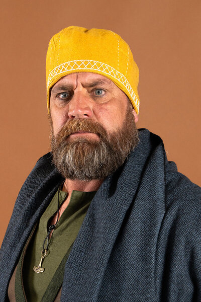 Wool Viking hat Ulf, yellow