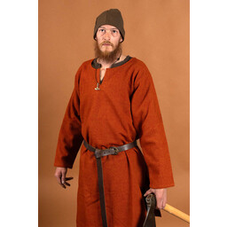 Diamond twill tunic, 100% wool, orange-red